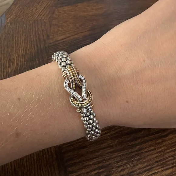 LAGOS Silver and 18k Gold with Diamond Caviar Bracelet - Picture 2 of 5